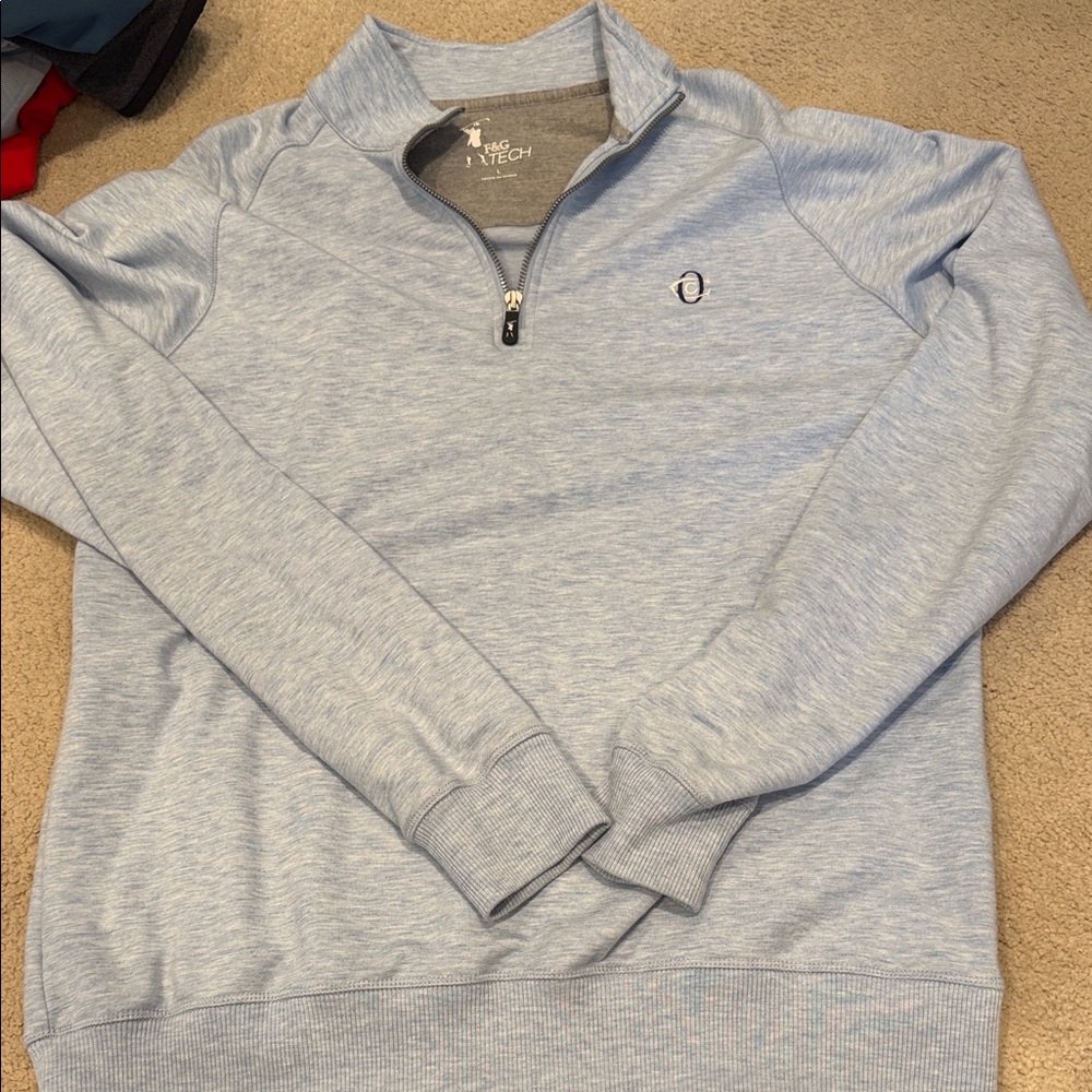 Men’s Light Blue Quarter-Zip Sweater - Picture 3 of 3